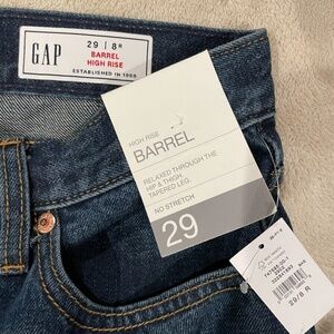 NEW Gap Gap High Rise Barrel Jeans in Dark Indigo Sz 29 8R